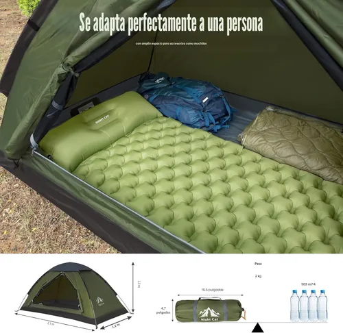 Miniatura 3 de Night Cat Tienda de Campaña para Mochileros para Una o Dos Personas, Liviana, Impermeable, para Acampar, Senderismo, para Adultos, Niños, Scouts