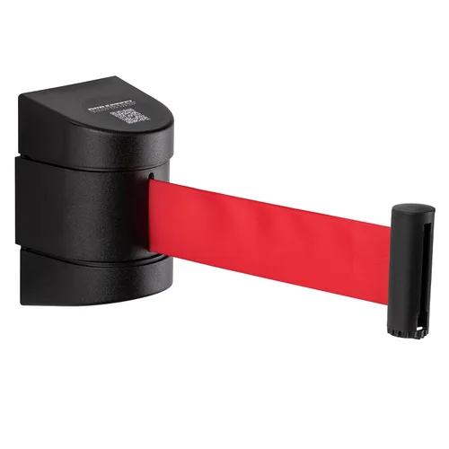 Miniatura 12 de DuraSteel Barrera retráctil para cinturón de control de multitudes de montaje en pared, cinturón de barrera retráctil negro de 9.2 pies, barreras