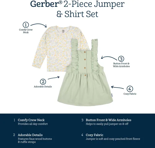 Miniatura 5 de Gerber Conjunto de vestido de 2 piezas para bebés y niñas pequeñas