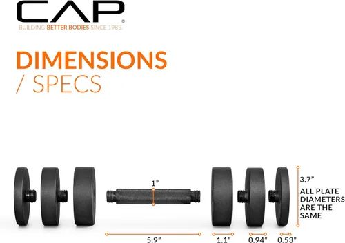 Miniatura 5 de CAP Barbell - Mancuerna ajustable de 15 lb Peso compacto de hierro fundido Múltiples opciones