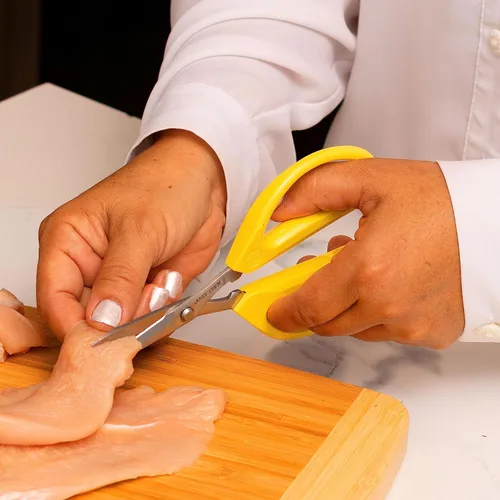 Miniatura 7 de Joyce Chen Tijeras de cocina originales ilimitadas, tijeras de cocina multiusos con asas cómodas, color amarillo, paquete de 2