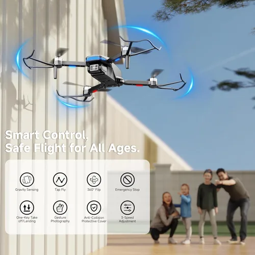 Miniatura 2 de Dron con cámara 4K para niños y adultos, motor sin escobillas, mini drones plegables a control remoto con protectores de hélice para principiantes