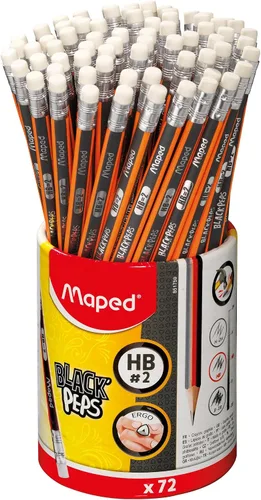 Miniatura 7 de Maped - Lápices de grafito triangular amarillo Essentials #2 - Paquete de 12 - Preafilados