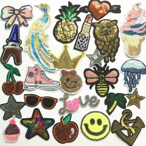 Miniatura 4 de Parche bordado de lentejuelas para coser/planchar en la ropa, vestido de planta sombrero, jeans, flores de costura, apliques de bricolaje, búho