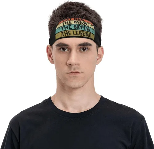 Cat Dad The Man The Myth The Legend Headband for Men Women Sports Sweatband for Fitness Exercise Moisture Wicking Running Yoga Hairbands