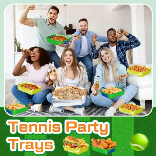 Miniatura 6 de Teling Paquete de 36 suministros para fiestas de tenis grandes de 5 libras, bandejas de papel, botes de comida y botes desechables, bandejas