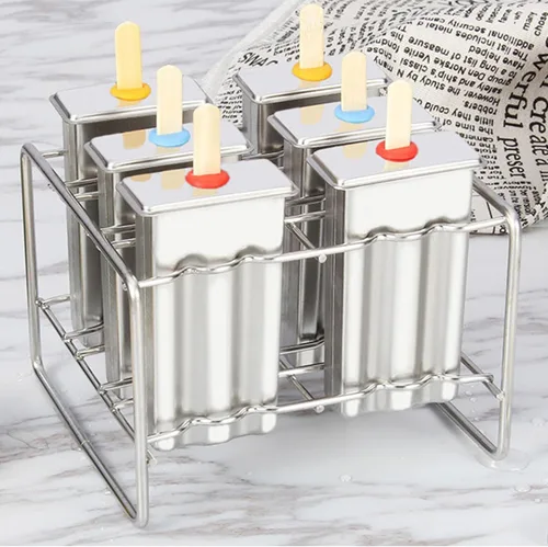 Miniatura 9 de Moldes de paletas de acero inoxidable, juego de 6 moldes para hacer helados, moldes de paletas caseras reutilizables de metal con palos y bolsas