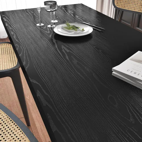 Miniatura 2 de Wallercity Papel de contacto de grano de madera negro texturizado para cocina, papel de contacto de madera autoadhesivo para armarios, impermeable