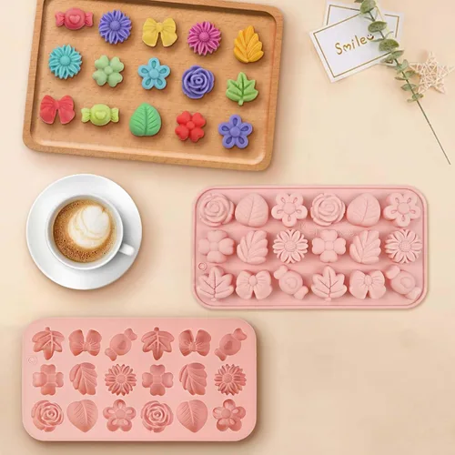Miniatura 3 de Moldes de flores de silicona, 2 piezas de moldes de silicona para chocolate con 36 cavidades para chocolate, gomitas, cubitos de hielo, decoraciones