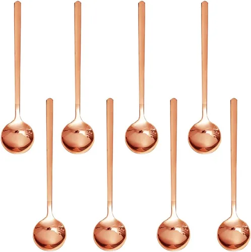 Miniatura 13 de findTop - Juego de 8 cucharas de café expreso de acero inoxidable chapadas en oro, mini cucharaditas para café, azúcar, postre, pastel, helado, sopa
