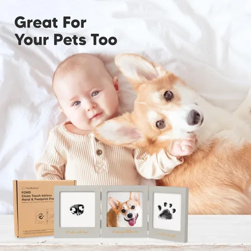 Miniatura 5 de Kit de huellas de mano y huellas de bebé sin tinta para recién nacido - Kit de huellas de bebé, marco de foto de guardería conmemorativa para recién