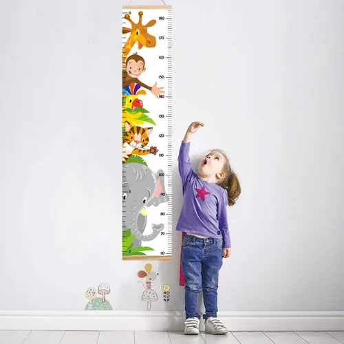 Miniatura 2 de Tabla de crecimiento de animales para niños, tabla de altura del bebé, reglas de medición de altura de lienzo para niños y niñas (animales 1)