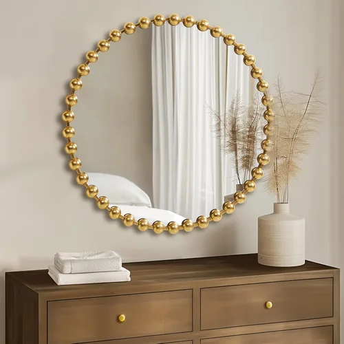 Miniatura 18 de Espejo redondo de Madison Park, espejo circular con marco de metal de 36 pulgadas, decoración de pared montada y colgante para entrada, baño, Negro
