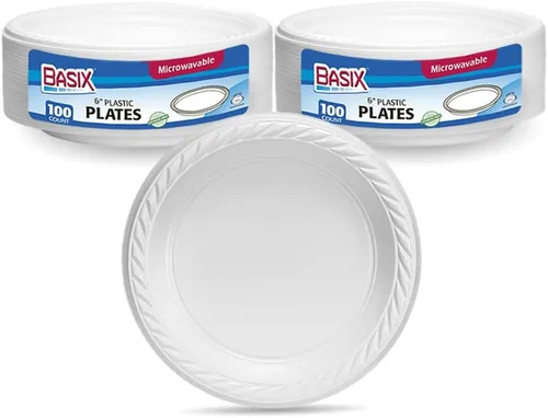 Miniatura 9 de Basix [100 unidades] Cuencos desechables de plástico blanco de 5 onzas para postre, aptos para microondas, ideales para la escuela, comida