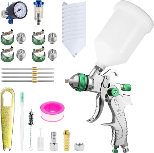 Miniatura 9 de Kit de pistola pulverizadora HVLP con boquillas de 1.4/1.7/2.0/2.5mm, pistola profesional de pintura para automóviles, reparación de paredes