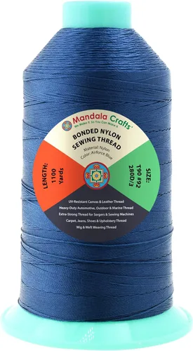 Miniatura 81 de Mandala Crafts - Hilo de nailon para coser cuero, tapicería, mezclilla y para trenzar el pelo; resistente, 1500 yardas, tamaño 69 T70 Marrón