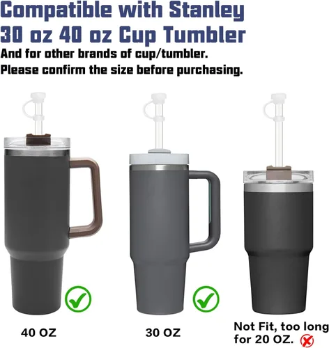 Miniatura 4 de Accesorios de tapa para evitar derrames de pajita para vaso Stanley Cup 40 oz 30 oz Quencher, accesorios para vaso con 6 pajitas de repuesto y 6