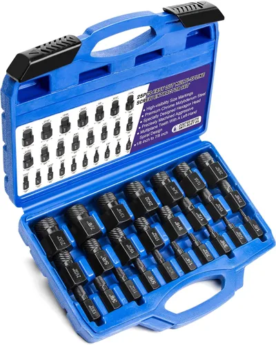 LLNDEI Juego de extractor de tornillos con cabeza hexagonal, splines múltiples, extracción fácil de pernos redondeados, removedor de tornillos