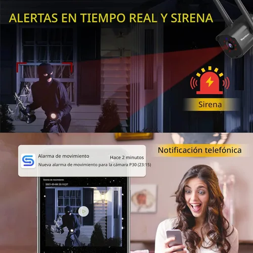 Miniatura 3 de Septekon 2K - Cámaras de seguridad para el hogar, paquete de 4, cámara de seguridad WiFi con cable de 2.4G para exteriores