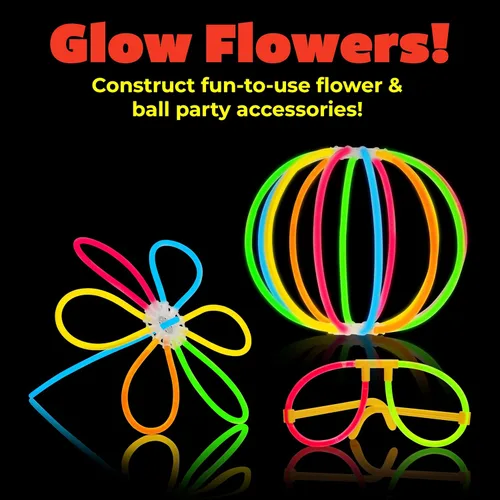 Miniatura 6 de PartySticks Ultra Bright Bulk Party Supplies - Glow in The Dark Glow Sticks with Eye Glasses, Bracelets, and Connectors - Light Up Halloween 4th of