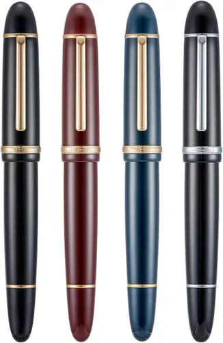 Jinhao X159 - Juego de 4 bolígrafos estilográficos acrílicos de colores surtidos, tamaño 8, punta media, diseño clásico, pluma de escritura suave
