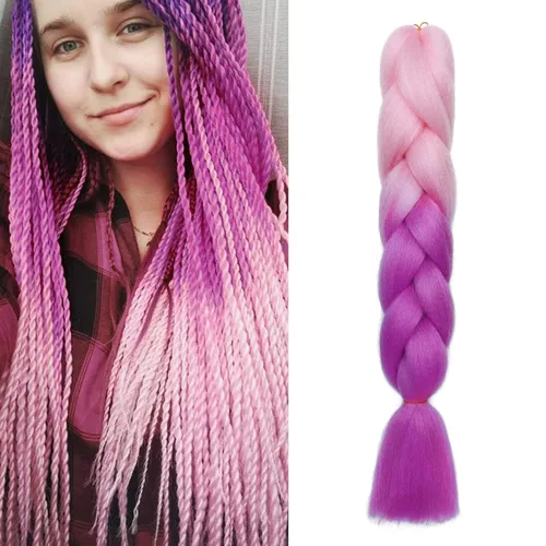 Miniatura 54 de Benehair Extensiones de cabello trenzado ombré de 24 pulgadas, 1 paquete de extensiones de cabello trenzado jumbo de alta temperatura, cabello