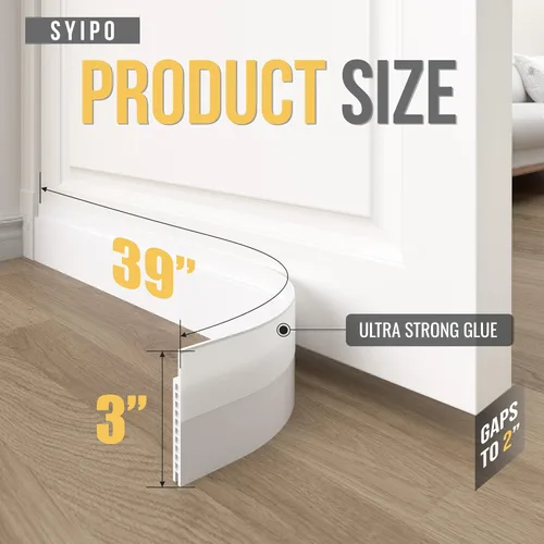Miniatura 2 de Tope de puerta para grandes huecos, 3 pulgadas de ancho x 39 pulgadas de largo, sello ajustable ampliado debajo de la puerta para puertas exteriores