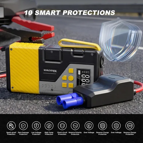 Miniatura 7 de Arrancador portátil para auto con compresor de aire para emergencias, pico de 3000 A y 150 PSI máx., para motores de 12 L de gasolina y 10 L