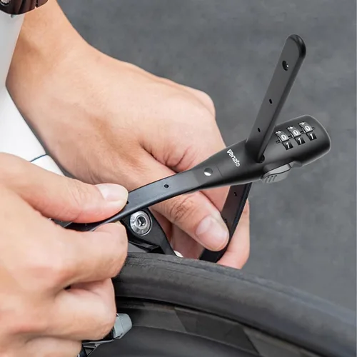 Miniatura 3 de Venzio Cerradura de brida de cable ajustable, cerradura de seguridad de combinación de 3 dígitos con núcleo de acero inoxidable 304 para bicicleta