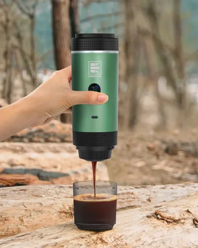 Miniatura 5 de Máquina eléctrica portátil de café expreso, cafetera de viaje compatible con café molido y cápsulas NS (verde con pantalla LCD)