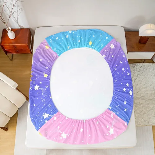Miniatura 5 de Outer Space - Juego de sábanas tamaño matrimonial para niñas y niños, diseño de arco iris, galaxia, estrellas, planeta, kawaii, pastel, rosa, azul