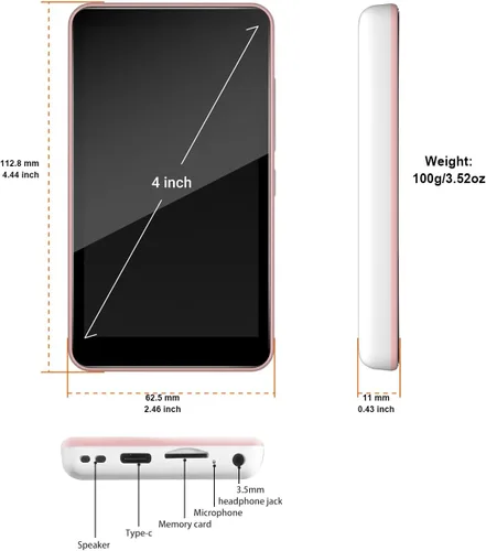 Miniatura 7 de Reproductor de MP3 con Bluetooth y WiFi, Android 9.0 de 144 GB, pantalla táctil de 4 pulgadas, reproductor MP3 y MP4 dgtenk Kids para Spotify