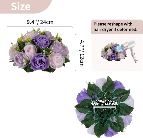 Miniatura 109 de NUPTIO Centros de mesa de flores para mesas de boda: arreglo de bolas de flores artificiales rosa y blanco para bodas, fiestas, 2 piezas de rosas