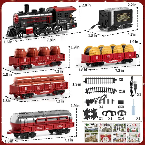 Miniatura 2 de NIPLOOOW Juego de tren para niños pequeños de 3 a 5 años, juguete de tren de aleación eléctrica con sonido realista, luces y humo para debajo