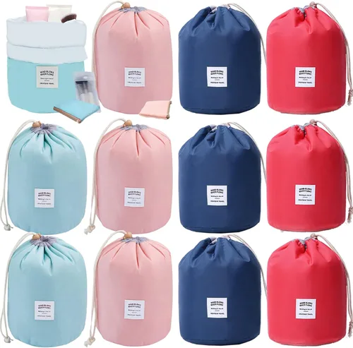 INVODA Bolsa de cosméticos con cordón, bolsa de maquillaje de viaje para mujer, bolsa de aseo portátil con cordón, bolsa organizadora de maquillaje