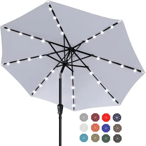 Miniatura 18 de ABCCANOPY Sombrillas solares duraderas para patio con 32 luces LED de 7.5 pies (beige claro)