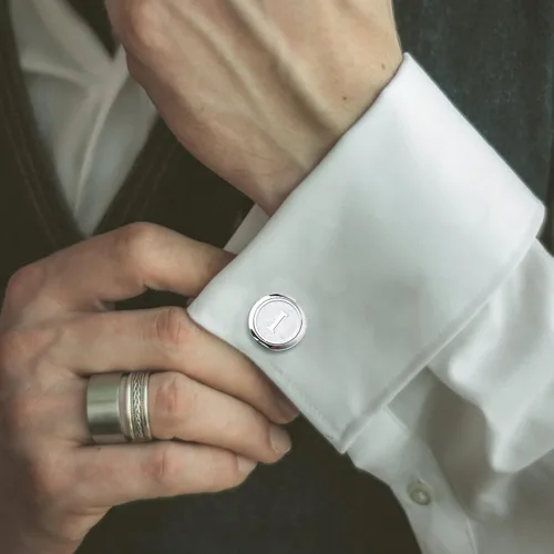 Miniatura 6 de THUNARAZ Juego de gemelos con inicial y clip de corbata para hombre, gemelos personalizados del alfabeto A-Z y barra de corbata con caja de regalo