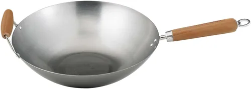 Miniatura 8 de Juego de Wok de Helen's Asian Kitchen - Sartén Wok con Tapa, Wok de Acero al Carbono de 13.5 Pulgadas - Wok Antiadherente de Fondo Plano