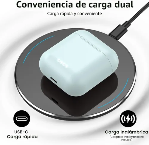Miniatura 4 de TOZO Auriculares inalámbricos T6, auriculares Bluetooth 5.3, sonido estéreo en el oído, 50 horas de reproducción, estuche de carga inalámbrica, Azul