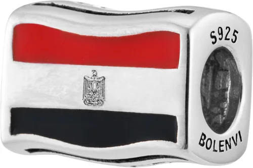 Bolenvi Dije de cuentas de banderas de país compatible con Pandora y pulseras similares, collares y joyas de bricolaje - Abalorios de plata de ley