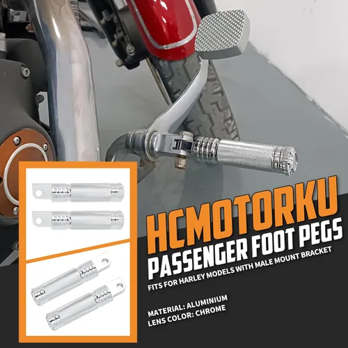 Miniatura 2 de Estriberas de Motocicleta Montaje Macho Reposapiés Compatibles con Harley Sportster XL883 XL1200 Touring Road King Softail Dyna (Cromo)