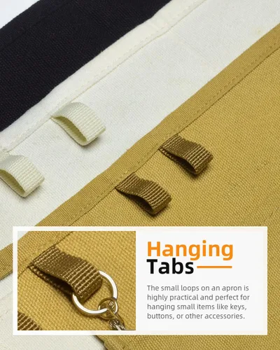 Miniatura 5 de Canvas Work Waist Apron with 3 Pocket 1 paquete de delantal utilitario de cintura negra