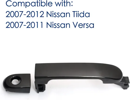 Miniatura 5 de Manija de puerta exterior para Nissan Versa 2007-2012, lado del conductor delantero izquierdo con llavero, reemplaza NI1310130 82363, Negro