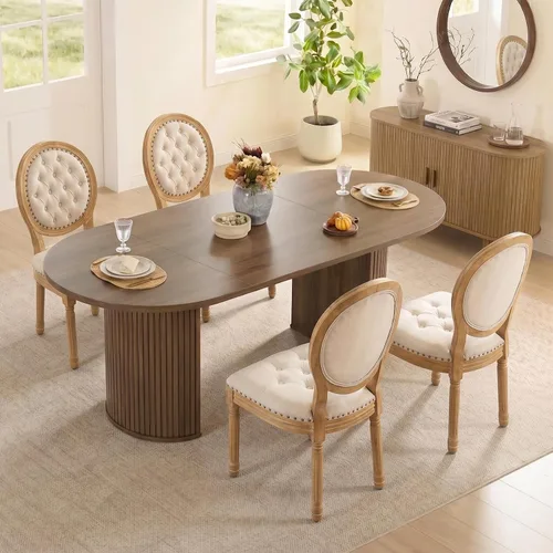 Miniatura 19 de SoarFlash Juego de mesa de cocina y sillas para 4, juego de mesa de comedor de 47 pulgadas para 4 personas con sillas tapizadas de terciopelo, juego