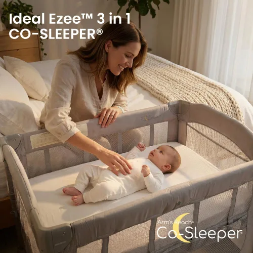Miniatura 2 de Arm's Reach Ideal Ezee - Moisés plegable 3 en 1 para mesita de noche y patio de juegos con laterales de malla transpirable con bolsillos laterales