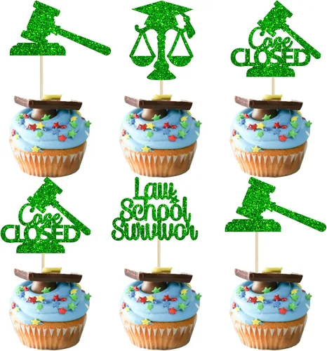 Miniatura 8 de Gyufise 24 piezas Adornos para pastel de graduación 2026 con purpurina negra, clase de 2026, adornos para magdalenas con gorra de graduación