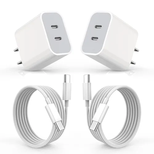 Cargador para iPhone 16, cargador USB C de carga rápida, paquete de 2 unidades de bloque de carga PD de doble puerto tipo C adaptador para iPhone 15