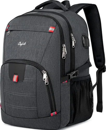 Miniatura 12 de Mochila para portátil de 17.3 pulgadas, mochila grande para computadora con puerto de carga USB, mochila resistente al agua y resistente