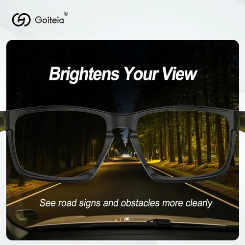 Miniatura 6 de Goiteia Lentes de conducción nocturna para hombres y mujeres, lentes amarillos para días lluviosos, antirreflejos desde los faros delanteros