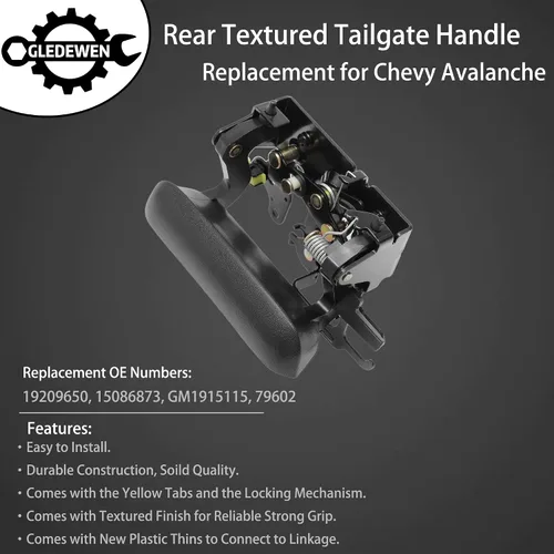 Miniatura 3 de Manija de puerta trasera Gledewen, compatible con Chevy Avalanche 1500 2500 Pickup 2002-2006, textura exterior trasera, Reemplazo# 19209650